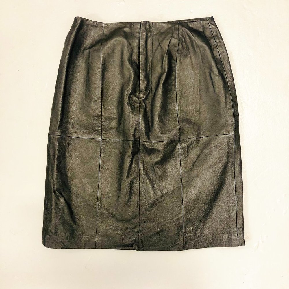 Vintage Black Leather High Waist Pencil Skirt Size 6